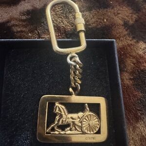 Celine Gold Horse and Carriage Keychain